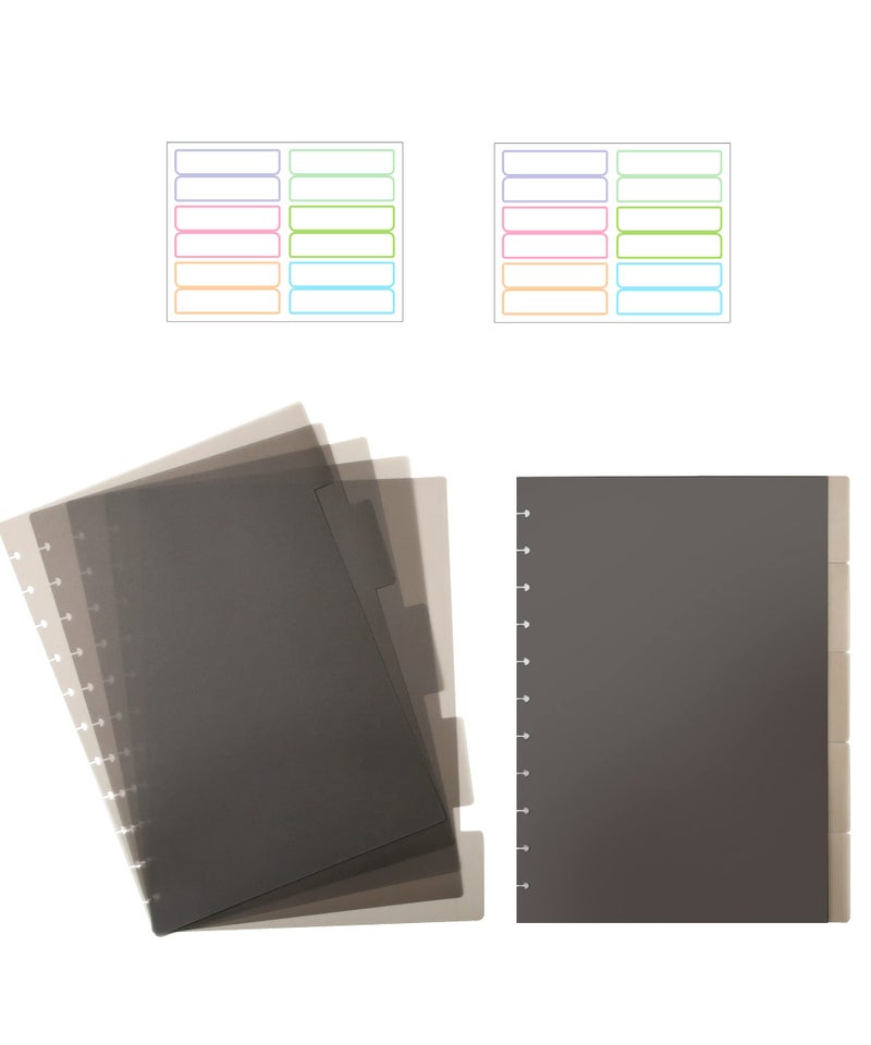 Yoment 10 Dividers for 11 Discs Discbound Notebooks 8 1/2"" x 11"" Letter Size Poly Tab Dividers for Discbound Planning Writing Customizable Muliti-Subject Notebook Journal, Grey(10 Dividers, 24 Tabs) - Image 1